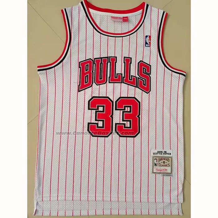 Maglia Chicago Bulls Scottie Pippen NO 33 Reload Hardwood Classics Bianco